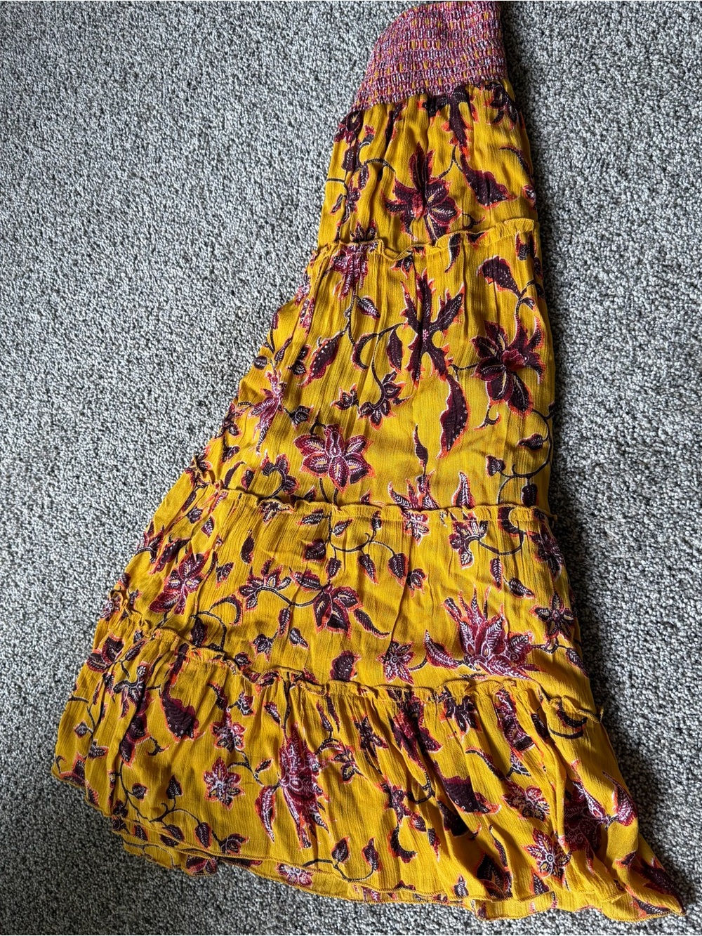 NWT Tiered Yellow Floral High Low Skirt Boho Resort Tropical Vacation Size L/XL - Picture 8 of 8